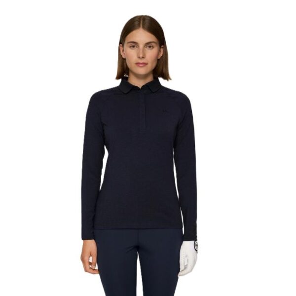 Flor Longsleeve Polo, Navy Melange - Afbeelding 2
