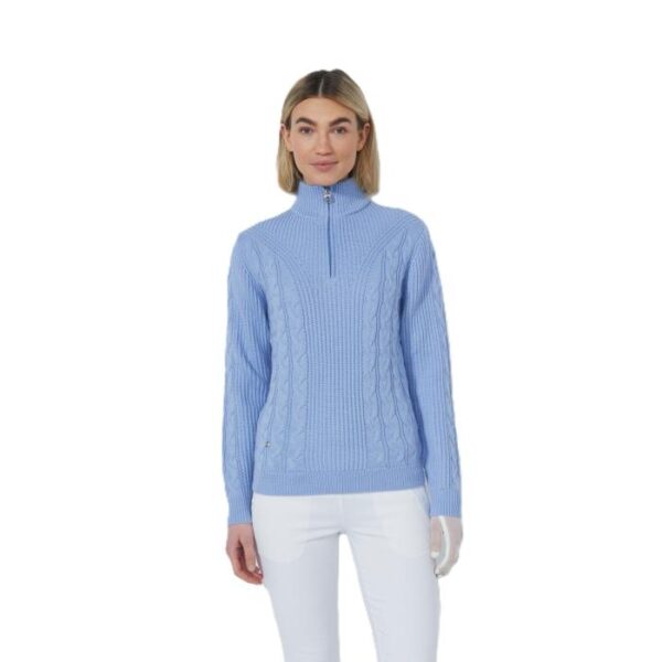 Cable LS Pullover Lined, Blue Heron