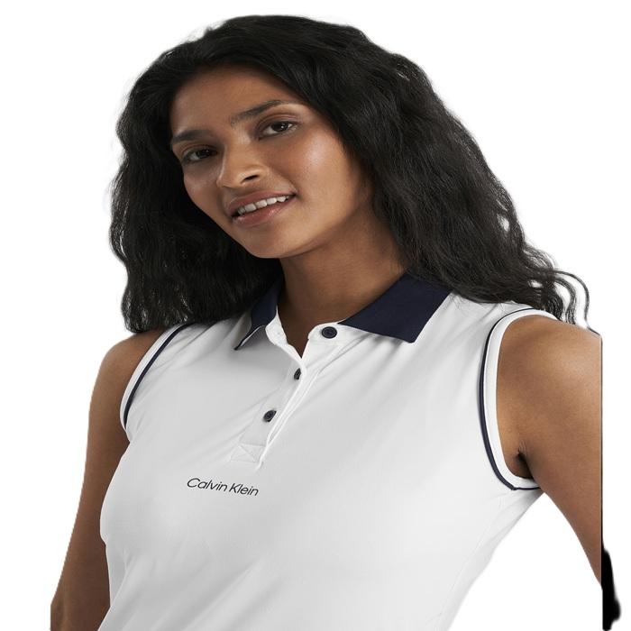 Manelle Sleeveless Polo, White - Afbeelding 4