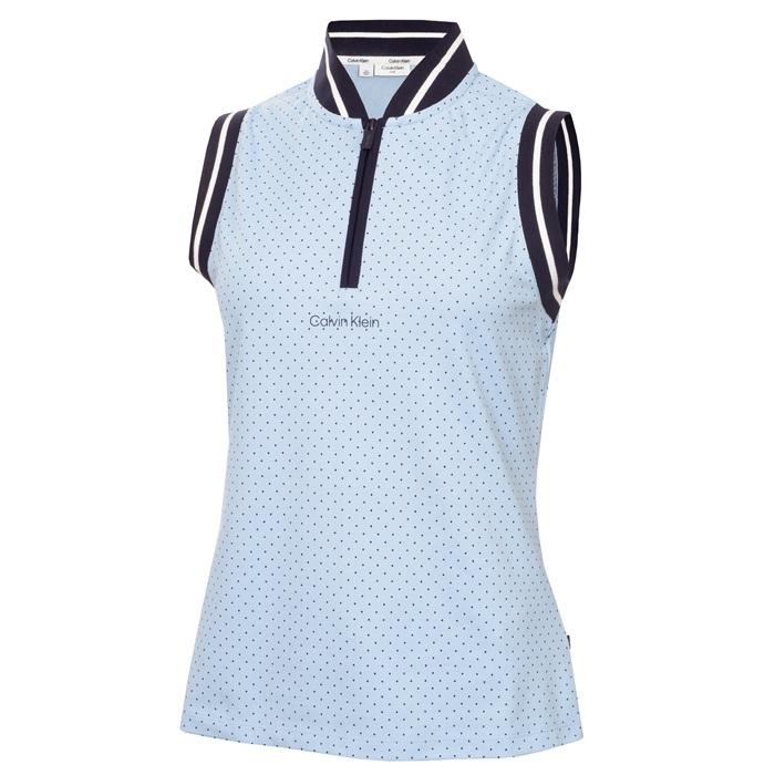 Camilla Printed Sleeveless Polo, Blue Bell