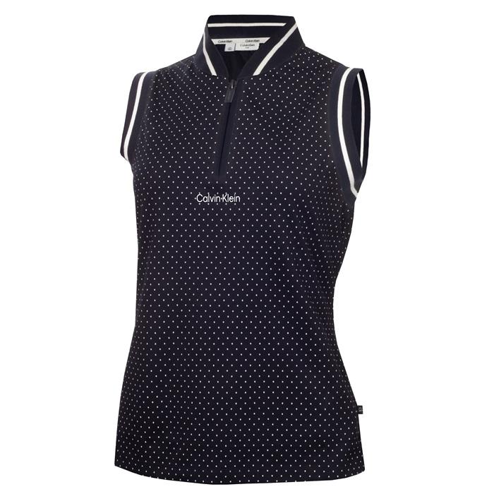 Camilla Printed Sleeveless Polo, Navy