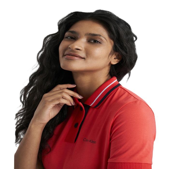 Alina Short Sleeve Polo, Coral Red - Afbeelding 4