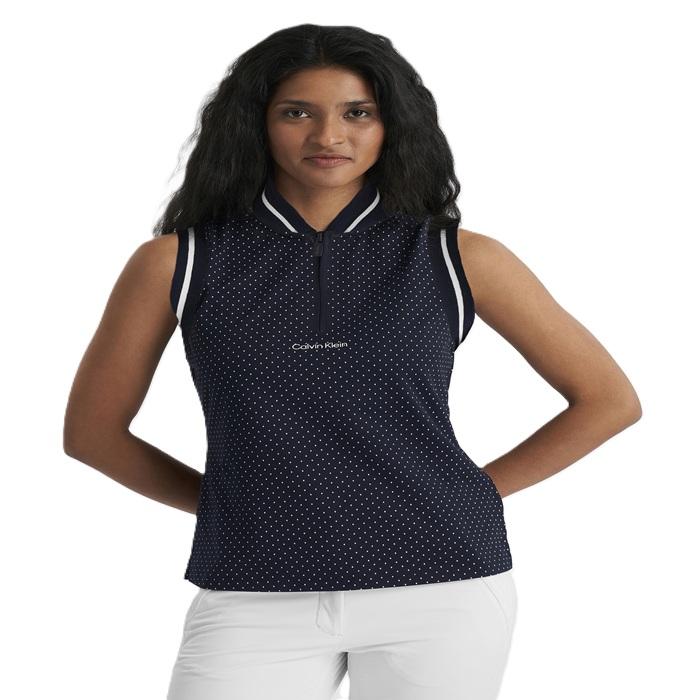 Camilla Printed Sleeveless Polo, Navy - Afbeelding 2