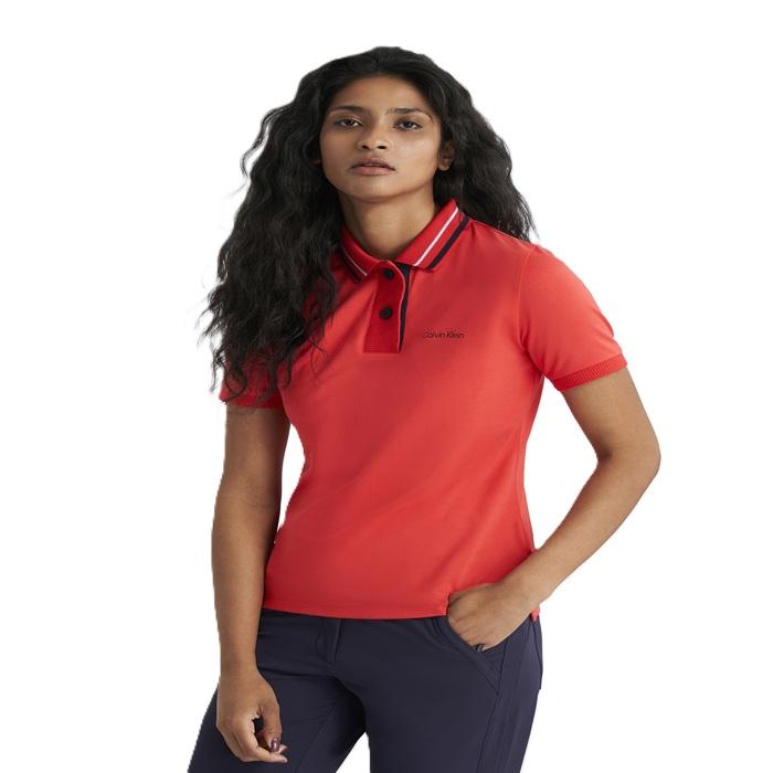 Alina Short Sleeve Polo, Coral Red - Afbeelding 7