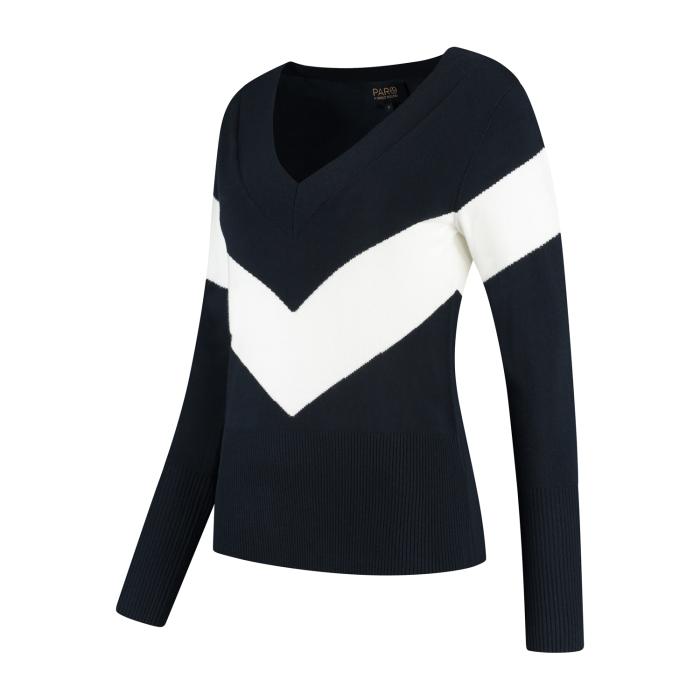Belle Pullover, Dark Navy/Off White