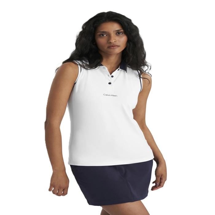 Manelle Sleeveless Polo, White - Afbeelding 7