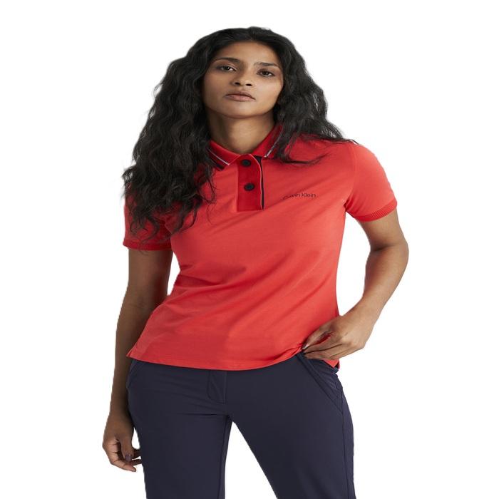 Alina Short Sleeve Polo, Coral Red - Afbeelding 2