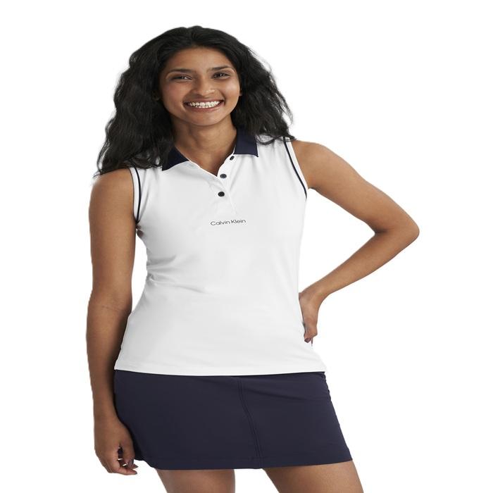 Manelle Sleeveless Polo, White - Afbeelding 2