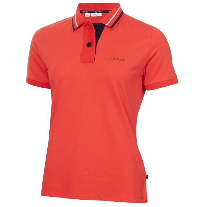 Alina Short Sleeve Polo, Coral Red