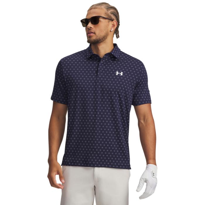 Playoff Printed Polo 3.0, Micro Flower Dot/Midnight Navy/White