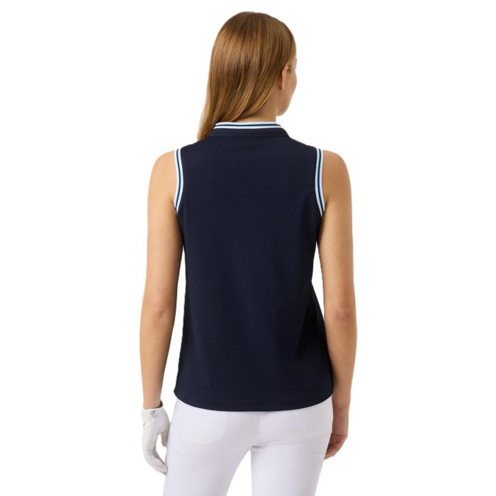 Round Neck Sleeveless Poloshirt, Navy - Afbeelding 2