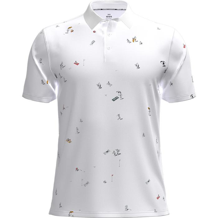 ArmourDry Printed Polo, Beach Golf/White/Rack Green/Black